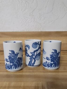 Vintage OMC Otagiri Japan Porcelain Tea/Sake Cups (Set Of 3)